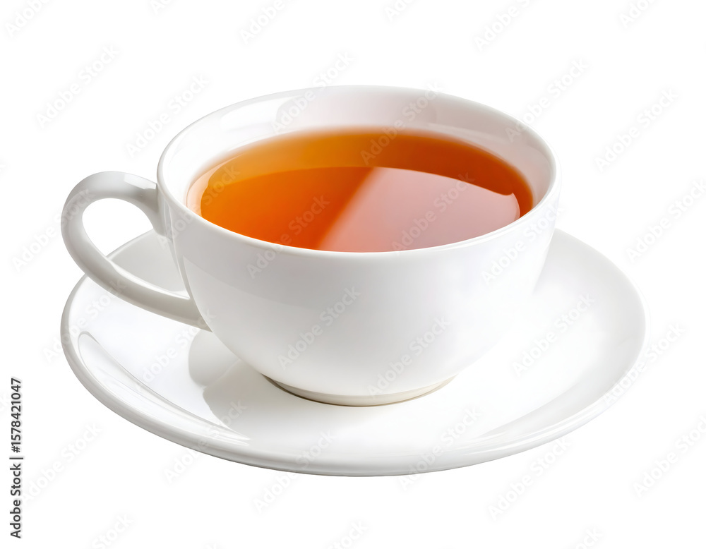White cup with tea on saucer White cup with tea on saucer