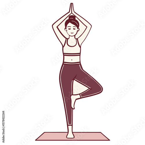 Woman tree pose yoga balance vrikshasana