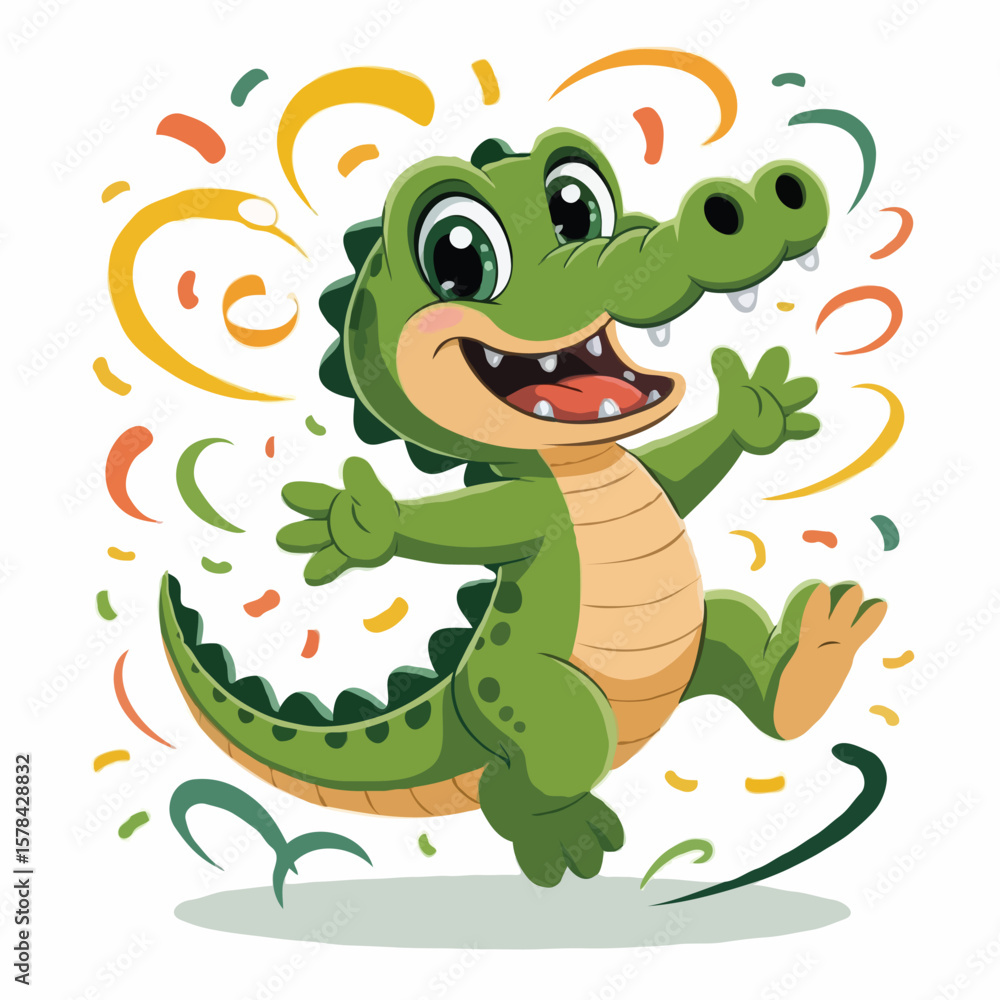 Obraz premium crocodile character design posing happy illustration