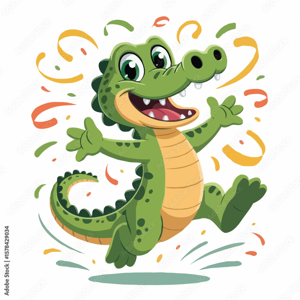 Fototapeta premium crocodile design character design posing happy