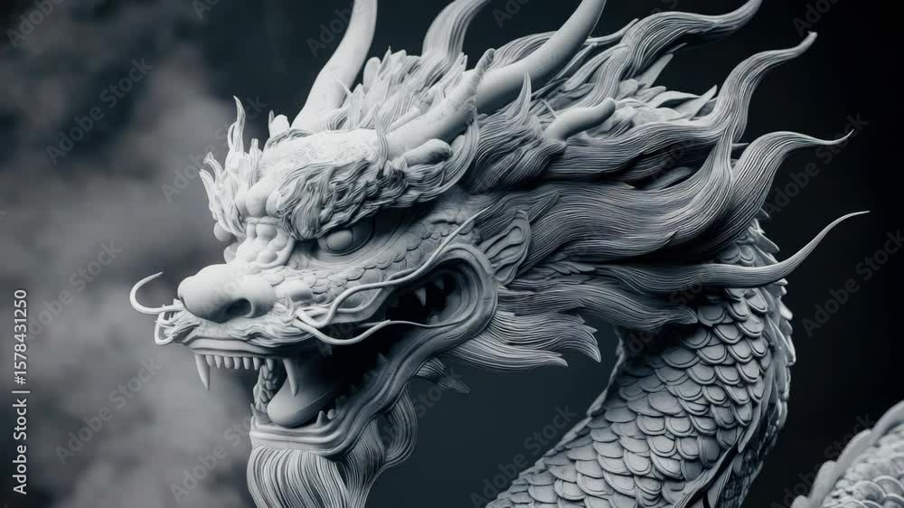 This is a depiction of a traditional Chinese dragon. The dragon, a revered creature in East Asian mythology, symbolizes strength, good fortune and wisdom. This is a depiction of a traditional Chinese dragon. The dragon, a revered creature in East Asian mythology, symbolizes strength, good fortune and wisdom.