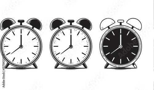 Three Alarm Clock Illustrations