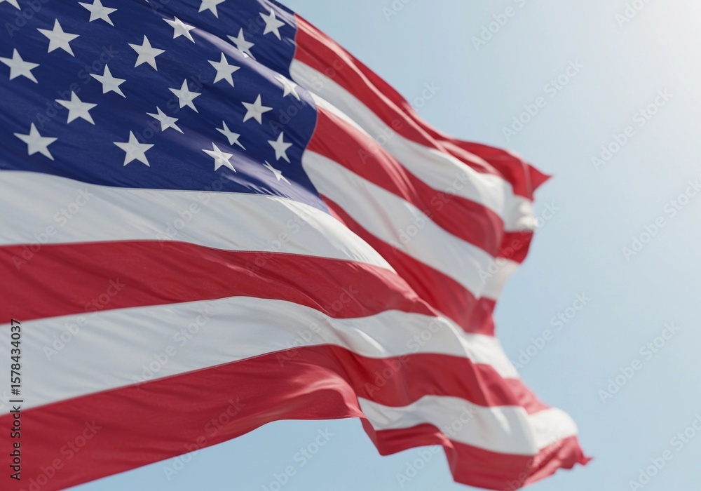 Obraz premium Realistic American Flag Waving in Wind