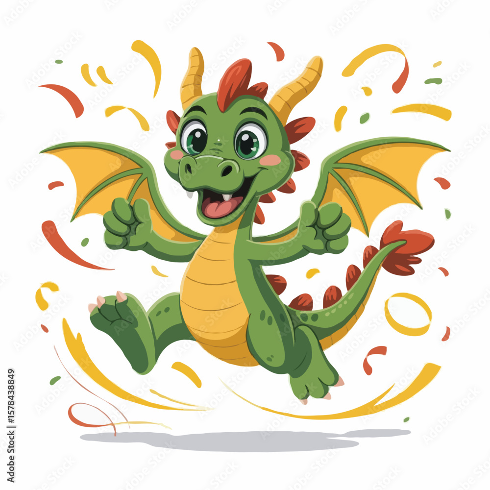 Fototapeta premium dragon character design posing happy illustration