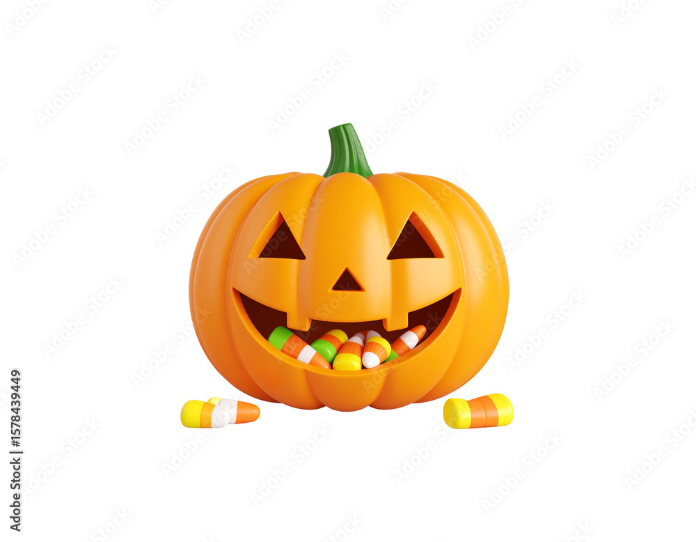 Obraz premium Colorful candies and jellies in pumpkins on a white background. 