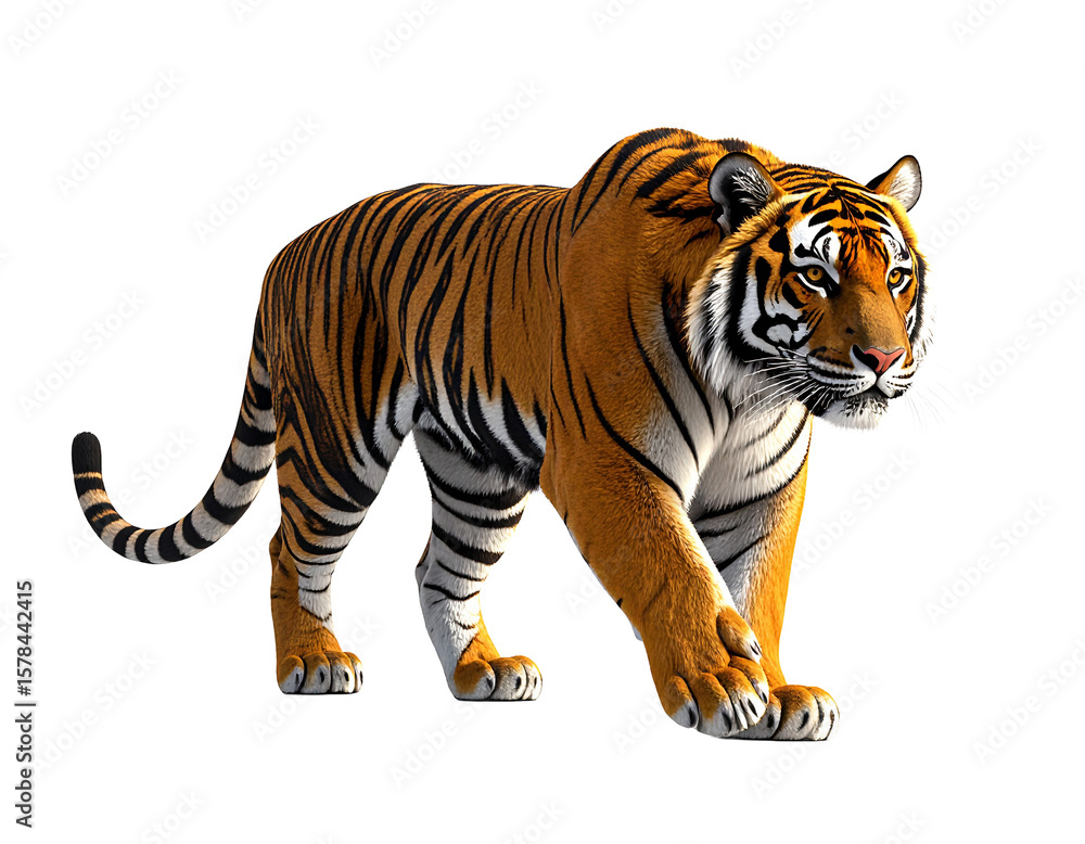 Naklejka premium 3D tiger icon isolated on transparent background. PNG