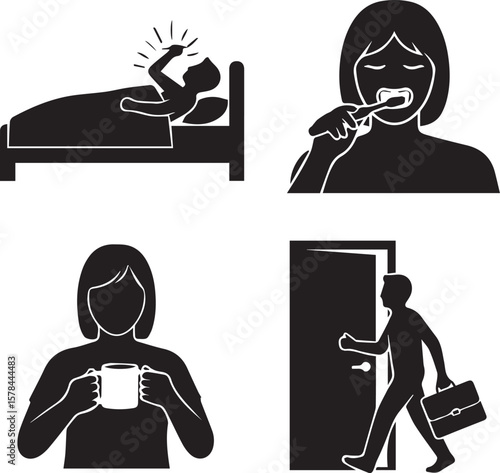 Morning Routine Vector Illustration | Wellness, Productivity & Healthy Lifestyle Concept