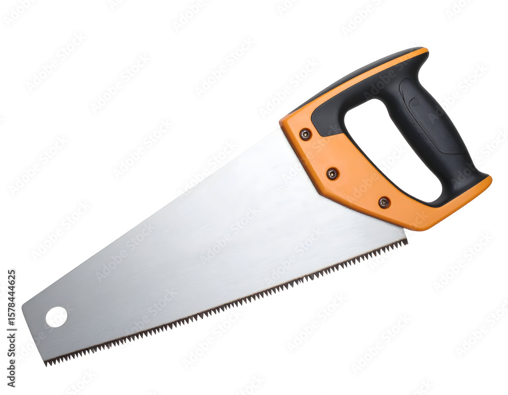 Hand saw on black background close up Hand saw on black background close up
