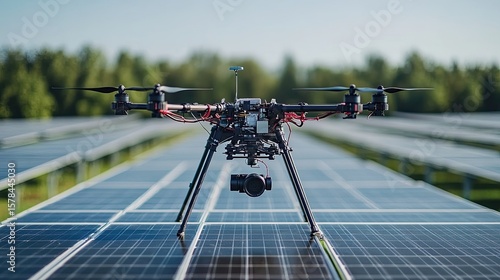 AI-enhanced drone inspecting solar panels