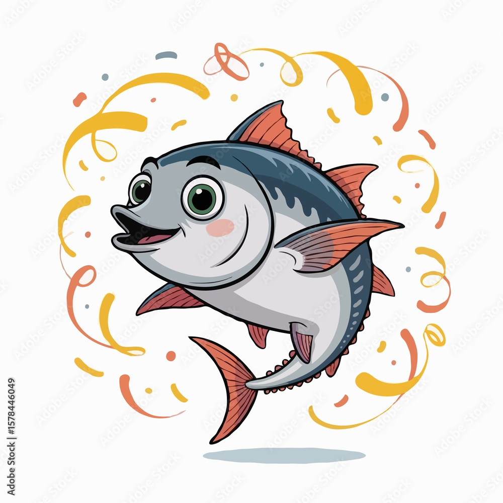 Naklejka premium fish design character illustration posing happy
