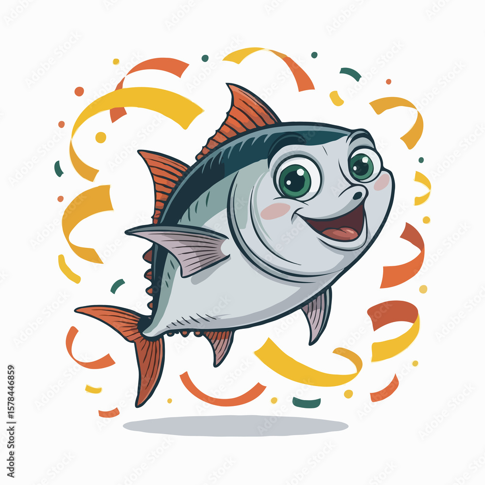 Obraz premium fish illustration character posing happy design