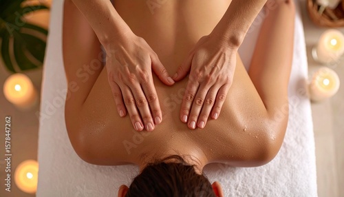 Wallpaper Mural Woman receives a relaxing back massage, with hands applying pressure and candles providing a calming ambiance. Torontodigital.ca