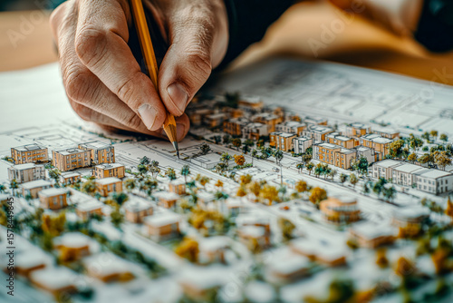 Detailed architectural planning of a modern residential community