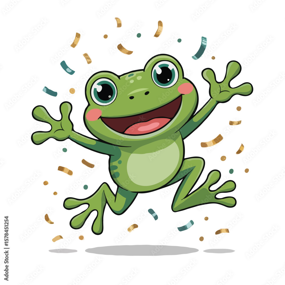 frog design illustration posing happy frog design illustration posing happy