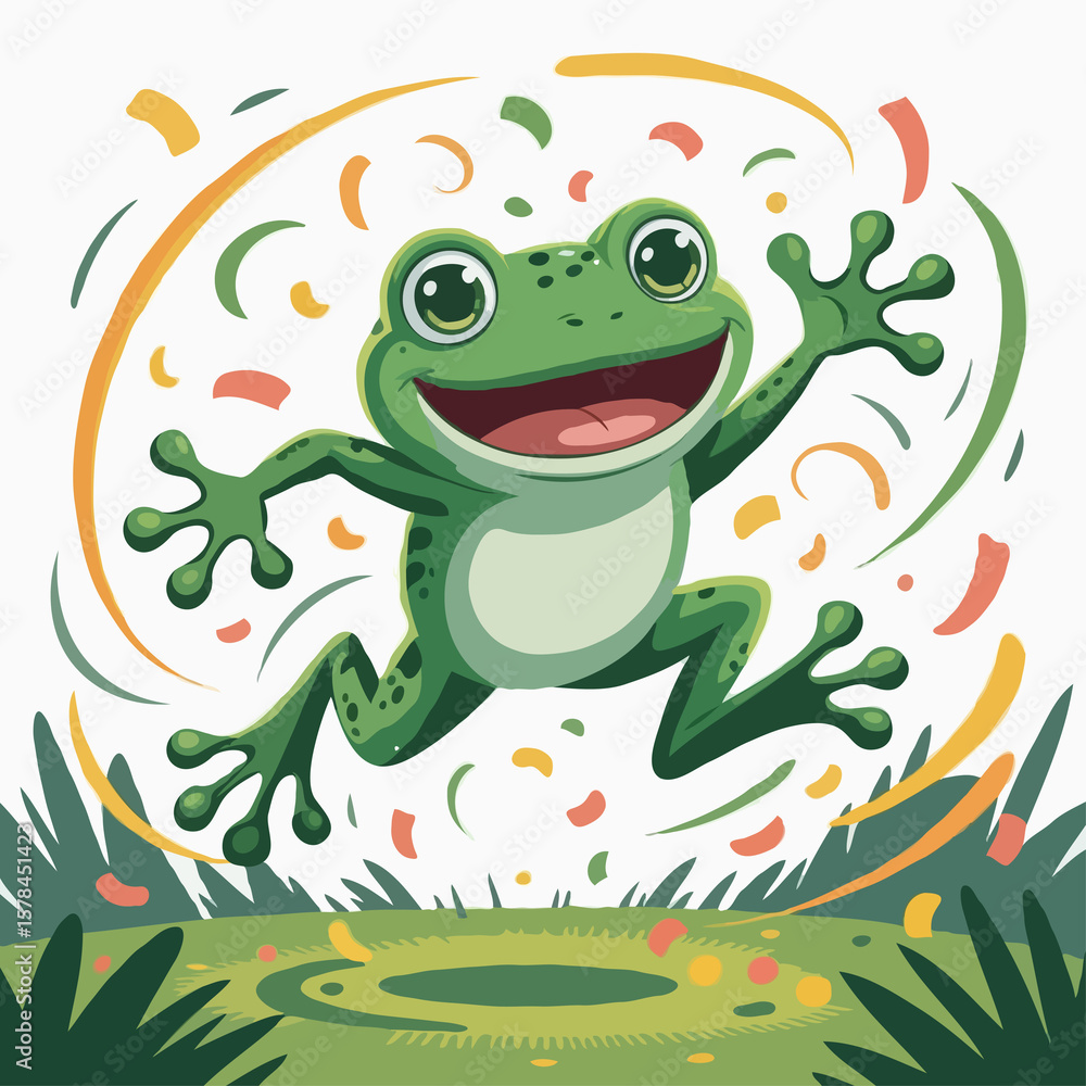 frog design illustration posing happy frog design illustration posing happy