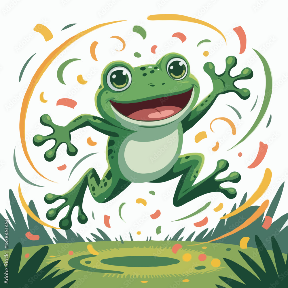 Obraz premium frog design illustration posing happy