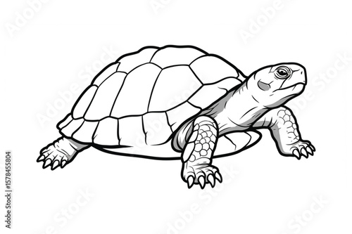 Charming turtle outline graphic, perfect for seaside promotions and marine themed designs, ideal for children's products or educational materials.
