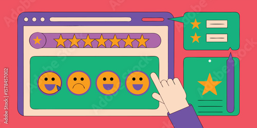 User feedback interface with stars and emoticons user interface