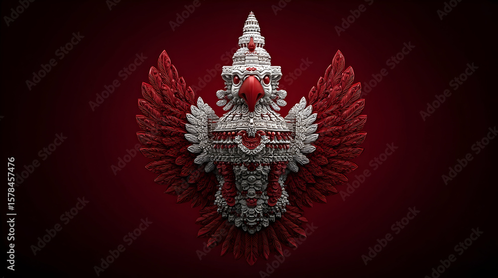 Fototapeta premium The Garuda bird, with its red and white colors, resembles the Indonesian flag. It is the symbol of Indonesian independence on August 17, 1945.