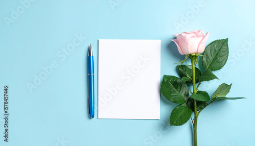 Wallpaper Mural With Gratitude: Flat Lay of Doctor's Appreciation Card, Pen, and Rose on a Soft Pastel Background Torontodigital.ca