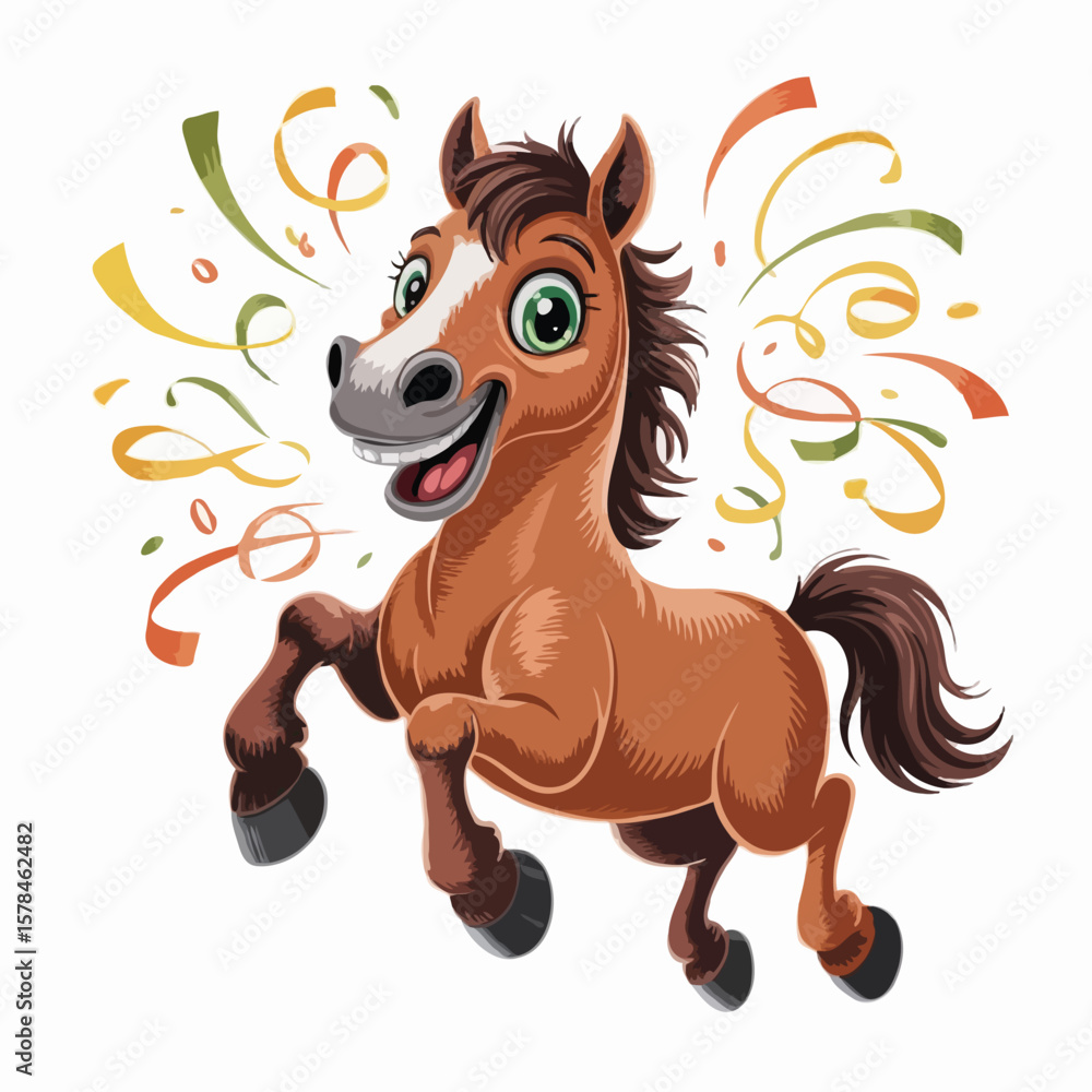 horse character design illustration happy posing horse character design illustration happy posing