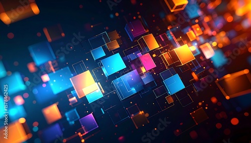 Abstract digital cubes in vibrant colors