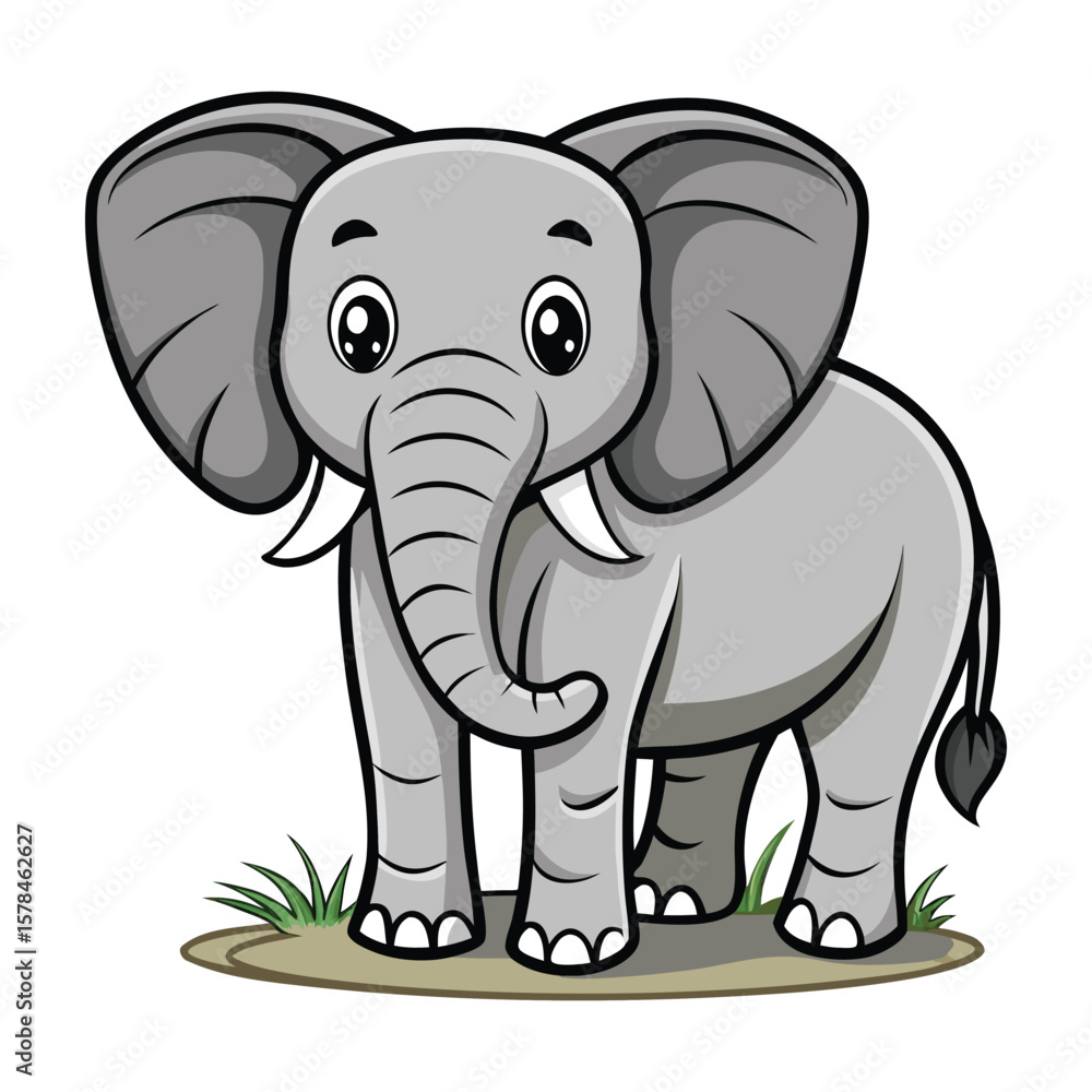 Naklejka premium Cute baby elephant cartoon vector illustration for fun safari wildlife art