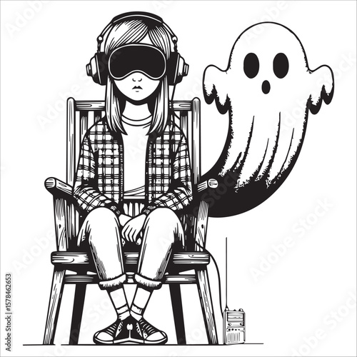 Mysterious Listener with Ghost and Radio