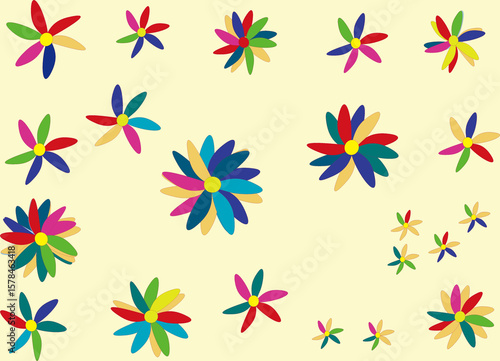 set of colorful floral design elements