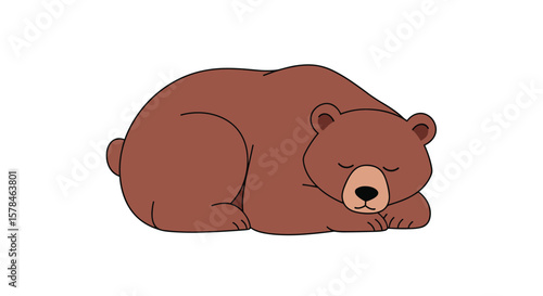 A peaceful brown bear slumbering comfortably in a tranquil forest setting during a gentle afternoon nap