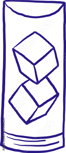 Line Art Highball Glass With Ice Cubes