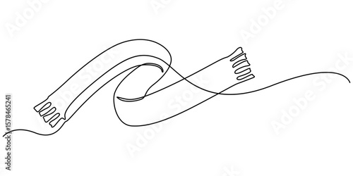 Scarf one line drawing vector. concept of dressing warmly, cold snap or autumn-winter season, single continuous line drawing scarf, Autumn scarf continuous one line drawing, single line art element. 