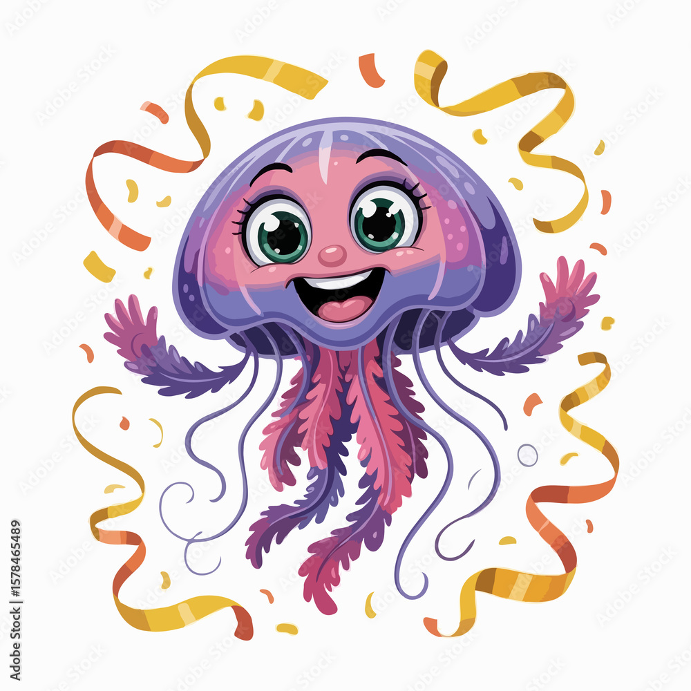Fototapeta premium jellyfish design illustration character posing happy