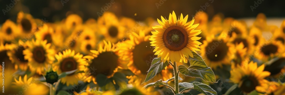 Fototapeta premium selective focus of sunflowers in field