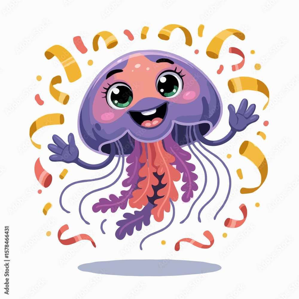 Fototapeta premium jellyfish illustration character posing happy