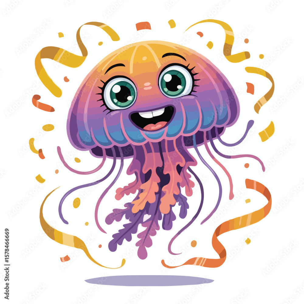 Fototapeta premium jellyfish illustration design character posing happy