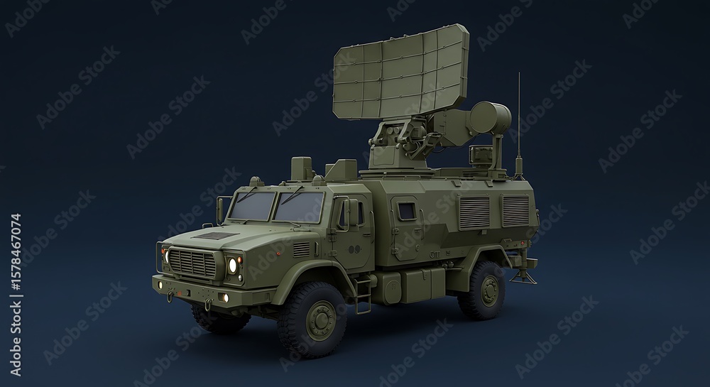 Obraz premium Military radar truck vehicle