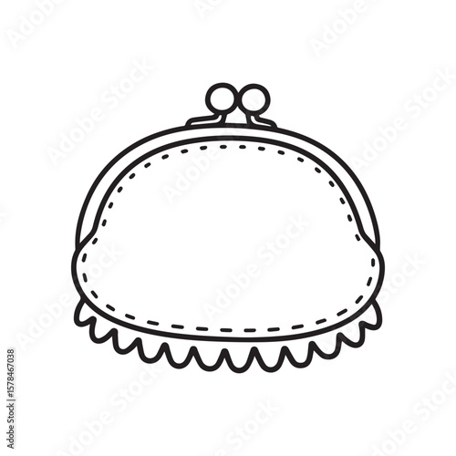 Vector hand drawn purse outline doodle icon. purse sketch illustration for print, web, mobile and infographics isolated on white background.