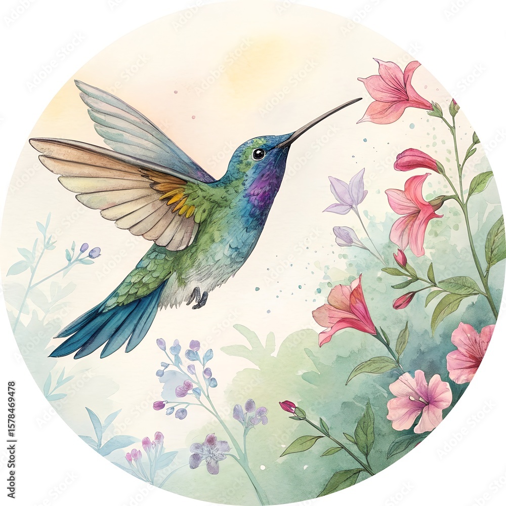 Obraz premium hummingbird and flower