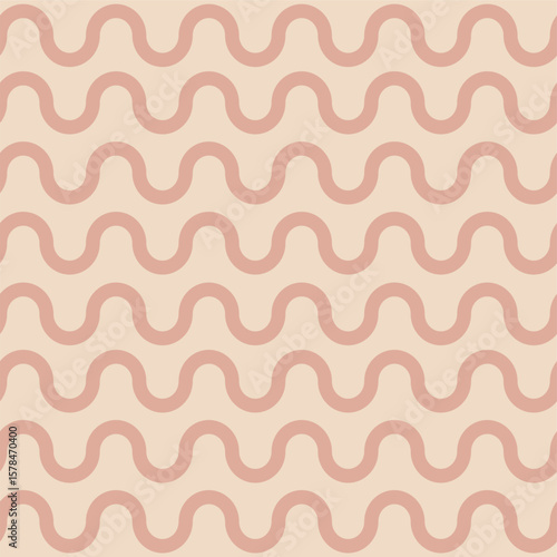 abstract seamless pattern, soft pastel pink wavy line pattern on vintage cream background, delicate vintage wave pattern in pastel pink and creamy beige tones