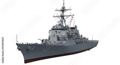 Modern warship isolated on white