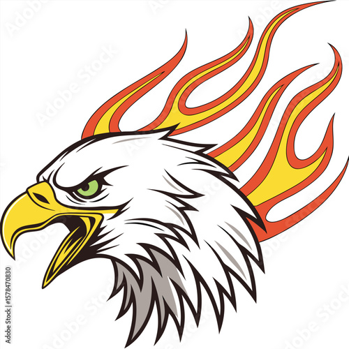 Stylized vector illustration of a head possibly an animal or human designed for banners or advertisements using a CMYK color model with fonts like Helvetica