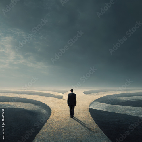 businessman has to decide which direction is better