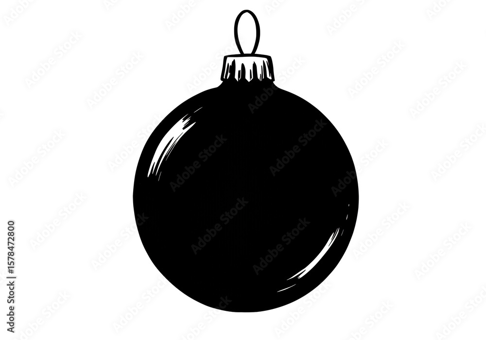 Isolated black christmas ornament with a loop on top on a white background in vector format Isolated black christmas ornament with a loop on top on a white background in vector format