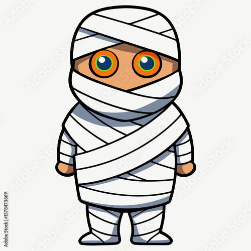 Ancient egyptian mummy with torn bandages and eerie glowing eyes