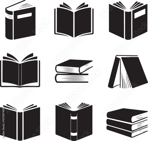 Book set icon, logo isolated on white background