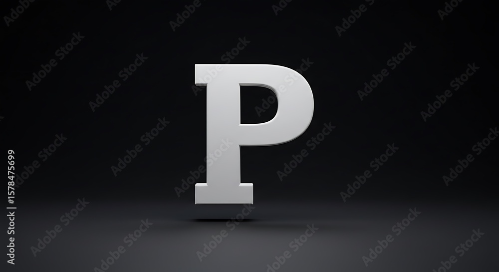 Fototapeta premium Letter p white on dark background