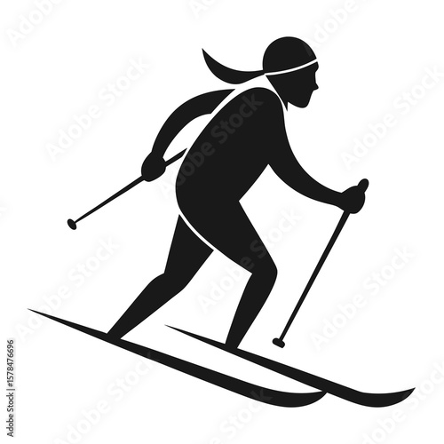 Cross-Country Skiing Silhouette Icon