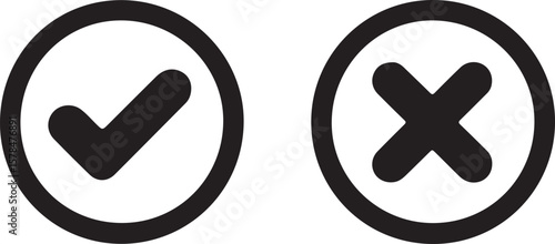 Creative vector illustration of green tick, red cross isolated on transparent background. Art design with text do and dont. Right or wrong. True or false