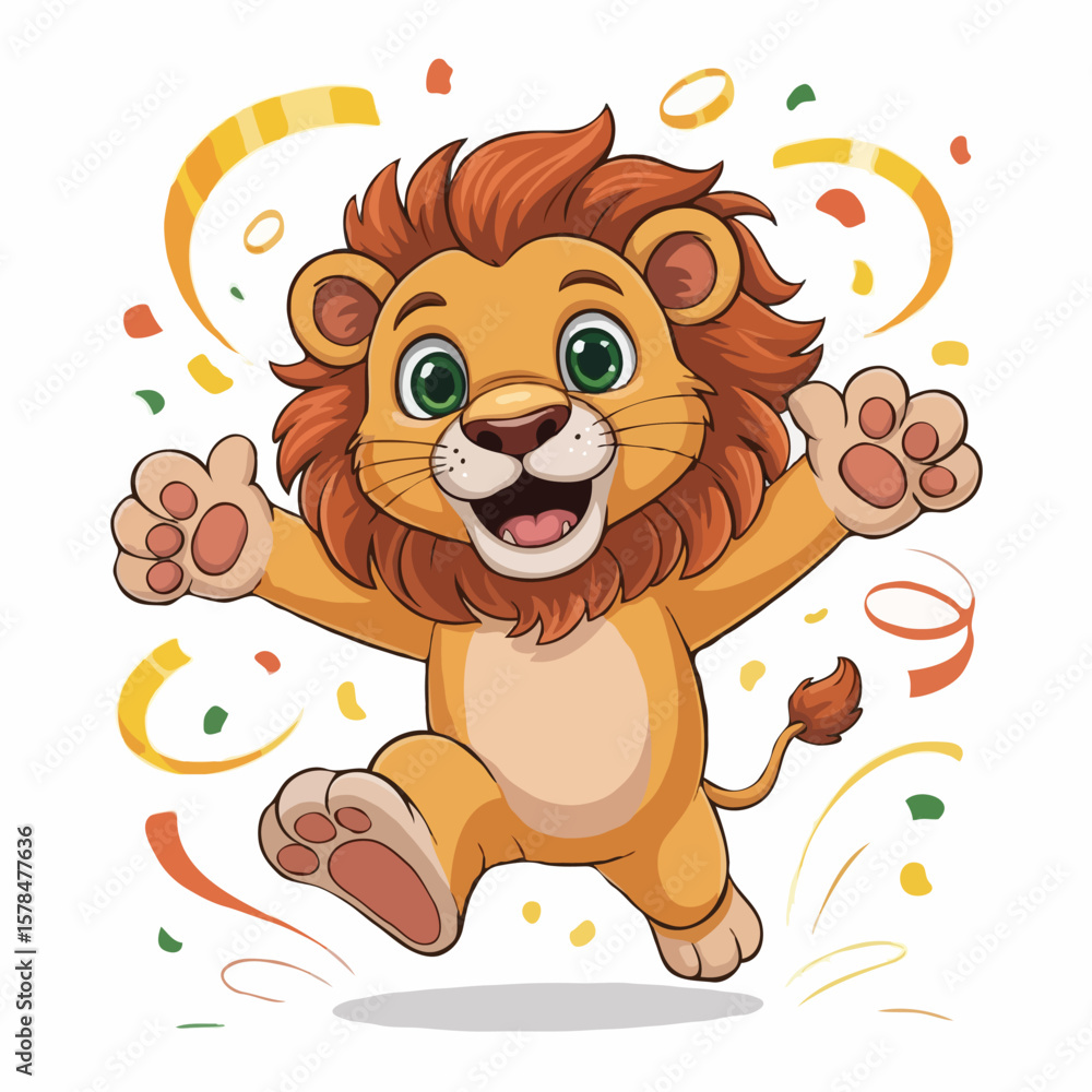 lion illustration design character posing happy lion illustration design character posing happy